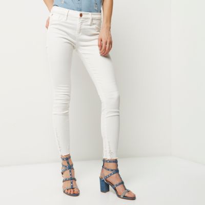 White raw hem Amelie superskinny jeans